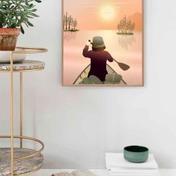 ViSSEVASSE Nature Plakat - Canoeing On The Lake