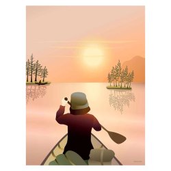 ViSSEVASSE Nature Plakat - Canoeing On The Lake