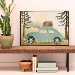 ViSSEVASSE Go Baby Plakat - VW Beetle Green