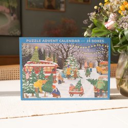 VISSEVASSE Puslespilsjulekalender CHRISTMAS TREES &amp; SNOWFLAKES 1000 Brikker