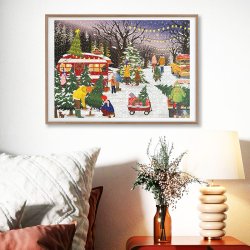 VISSEVASSE Puslespilsjulekalender CHRISTMAS TREES &amp; SNOWFLAKES 1000 Brikker