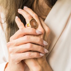 House of Vincent Fingerring - Asger - Beige Agate