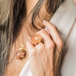 House of Vincent Fingerring - Asger - Beige Agate