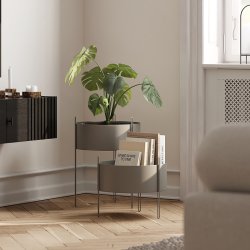 Woud Pidestall Flowerpot - Mellem - Taupe