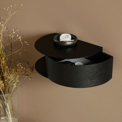 Woud Wallie Hylde m. Skuffe - Sort/Sort